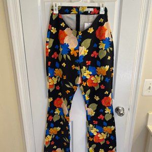 Tropical Black Flare High Waisted Pant - Danielle Bernstein - NWT